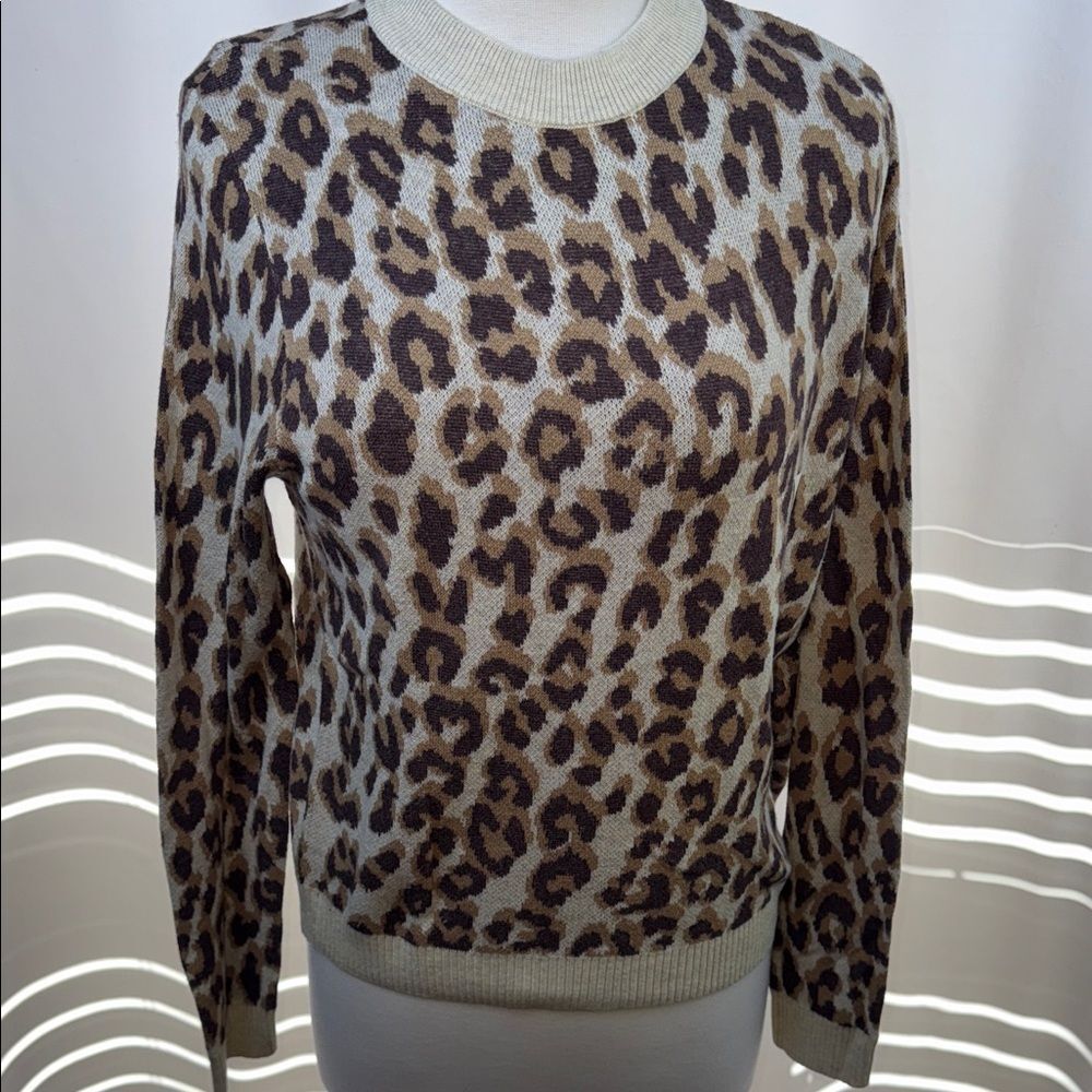 A New Day Animal Print Sweater in Brown and Tan, Small -NWT